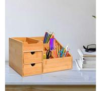 Shein HOMCOM Organizador de Escritorio de Bambú Sistema de Escritorio Organizador de Mesa para Oficina Multifuncional 33x20.5x15.5cm