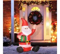 Shein HOMCOM Papá Noel Hinchable 1.2m Santa Claus Inflable con Regalo Decoración Navidad Iluminación LED con Inflador Apto Interior Exterior