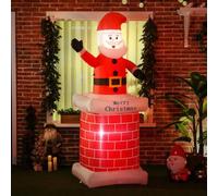 Shein HOMCOM Papá Noel Hinchable con Chimenea Navidad Hinchable con 2 Luces LED e Inflador Eléctrico Decoración Navideña para Exteriores Interiores 80x70x21