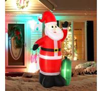 Shein HOMCOM Papá Noel Inflable y Regalo Santa Claus Hinchable con 3 Luces LED e Inflador Eléctrico Decoración Navideña para Exteriores Interiores 148x85x24