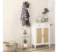 Shein HOMCOM Perchero de Pie con 2 Estantes Perchero Metálico de Pie con 8 Ganchos para Colgar Bolsas Ropa Forma de Árbol para Pasillo Entrada Dormitorio Ø3