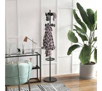 Shein HOMCOM Perchero de Pie con Paragüero Perchero de Pie para Ropa de Metal con 12 Ganchos para Colgar Paraguas Bolsas Forma de Árbol para Pasillo Entrada