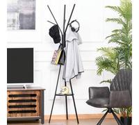 Shein HOMCOM Perchero de Pie Metálico para Colgar Ropa Bolsas 9 Ganchos con Estante Forma de Árbol Perchero Vintage 45x45x180cm