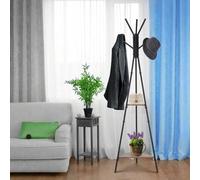Shein HOMCOM Perchero de Pie Metálico Perchero en Forma de Árbol Dormitorio Oficina para Colgar Ropa Bolsas Sombrero 6 Ganchos con 2 Estantes 32.5x45.5x182c