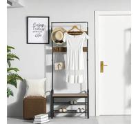 Shein HOMCOM Perchero de Pie Perchero Metálico Zapatero 3 Estantes 8 Ganchos Colgador para Zapatos Ropas para Pasillo Entrada 72x34x185cm