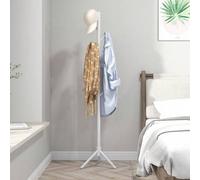 Shein HOMCOM Perchero de Pie Perchero para Ropa de Madera con 8 Ganchos para Colgar Bolsas Forma de Árbol para Pasillo Entrada Dormitorio 40x40x165 cm Blanc