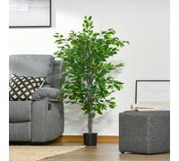 Shein HOMCOM Planta Ficus Artificial 135 cm en Maceta con 756 Hojas Planta Sintética Realista para Interior y Exterior Planta Artificial Decorativa para Hog