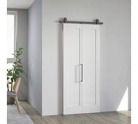 Shein HOMCOM Puerta Corredera con Herrajes Puerta Plegable Corredera con Acabado Personalizable Tirador Fácil Montaje para Baño Salón Sala de Estar Cocina 9