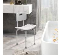 Shein HOMCOM Silla Ducha Aluminio Baño Taburete Regulable + Respaldo Silla Antideslizante WC