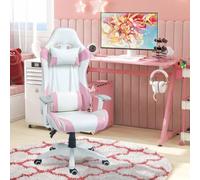 Shein HOMCOM Silla Gaming Reclinable Silla Gamer Giratoria con Cojín Lumbar Reposabrazos Ajustable Reposacabezas Extraíble Basculante y Altura Ajustable par