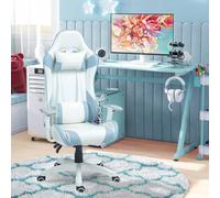 Shein HOMCOM Silla Gaming Reclinable Silla Gamer Giratoria con Cojín Lumbar Reposabrazos Ajustable Reposacabezas Extraíble Basculante y Altura Ajustable par