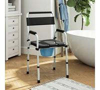 Shein HOMCOM Silla WC Personas Mayores Plegable Silla con Inodoro con Altura Ajustable Cubo y Almohadillas Antideslizantes Carga 150 kg para Discapacitados