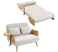 Shein HOMCOM Sofá Cama 2 Plazas Convertible, 3 en 1, Sofá Cama Plegable, Tapizado Chenilla, Respaldo Ajustable, Mesa Lateral de Madera, 2 Almohadas con Fund