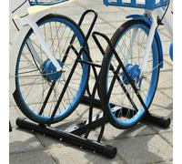Shein HOMCOM Soporte de Estacionamiento para 2 Bicicletas Garaje Interior Exterior Estable Fácil de Montar Portátil Almohadilla Antideslizante Tubo de Metal