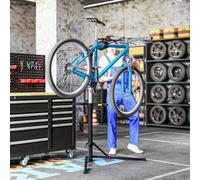 Shein HOMCOM Soporte Tallar Bicicleta Caballete para Bicicleta Plegable con Bandeja Magnética Altura Ajustable 107-160 cm y Giratoria 360° Carga 40 kg Negro