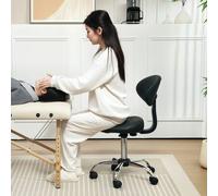 Shein HOMCOM Taburete Giratorio Taburete con Ruedas y Respaldo Extraíble Taburete de Trabajo con Altura Regulable 83-98 cm Asiento Tapizado Negro