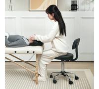 Shein HOMCOM Taburete Giratorio Taburete con Ruedas y Respaldo Taburete de Trabajo con Altura Regulable 78-93 cm Asiento Tapizado Negro