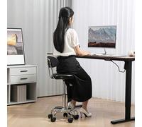 Shein HOMCOM Taburete Giratorio Taburete con Ruedas y Respaldo Taburete de Trabajo con Altura Regulable 70-86 cm Asiento Tapizado Negro