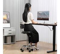Shein HOMCOM Taburete Giratorio Taburete con Ruedas y Respaldo Taburete de Trabajo con Altura Regulable 70-86 cm Asiento Tapizado Negro