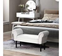 Shein HOMCOM Taburete Pie de Cama Banqueta con Brazos Tapizada tipo Banco de Madera para Dormitorio Salón Recibidor 102x36x51cm Carga 130kg
