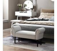 Shein HOMCOM Taburete Pie de Cama Banqueta con Brazos Tapizada tipo Banco de Madera para Dormitorio Salón Recibidor 102x36x51cm Carga 130kg