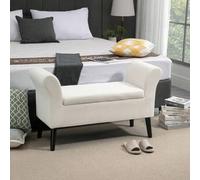 Shein HOMCOM Taburete Pie de Cama Tapizado en Terciopelo Banqueta de Almacenaje Acolchado con Tapa Abatible Reposabrazos y Patas de Madera para Dormitorio S