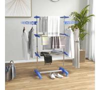 Shein HOMCOM Tendedero Vertical Plegable Tendedero de Ropa con 6 Ruedas 2 Laterales Abatibles Estantes Ajustables y Marco de Acero Inoxidable para Interior