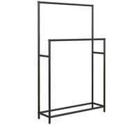 Shein HOMCOM Toallero de Pie de 2 Niveles Toallero Escalera con 2 Barras y Marco Metálico Toallero de Baño Moderno 66x20x110 cm Negro