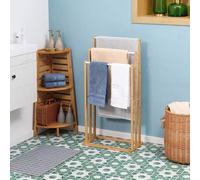 Shein HOMCOM Toallero de Pie de Bambú con 3 Barras Toallero Independiente de 3 Niveles para Baño Lavadero 48x25,8x94 cm Natural