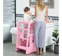 Shein HOMCOM Torre de Aprendizaje para Niños Taburete Infantil con Altura Ajustable en 3 Posiciones y Plataforma Antideslizante para Cocina Comedor Baño 47x