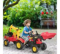 Shein HOMCOM Tractor a Pedales con Remolque Excavador con Pala Frontal Juguete de Conducción para Mayores de 3 Años Dirección y Palas Fáciles de Controlar S
