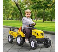 Shein HOMCOM Tractor a Pedales para Niños de 3 Años con Remolque Juguete de Montar Coche de Pedales Carga 35 kg 133x42x51 cm Amarillo