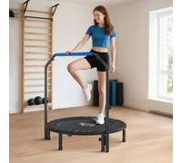 Shein HOMCOM Trampolín de Fitness Adultos Ø114 cm, Cama Elástica Plegable con Mango Ajustable de 4 Niveles, Marco de Acero, para Entrenamiento Piernas, Cuer
