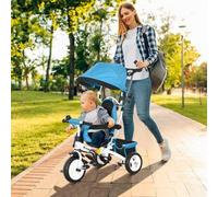 Shein HOMCOM Triciclo para Bebés Triciclo Evolutivo para Niños con Toldo Plegable Mango de Empuje Telescópico y Desmontable Cinturón de y Cesto 95x50x1
