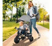 Shein HOMCOM Triciclo para Bebés Triciclo Evolutivo para Niños con Toldo Plegable Mango de Empuje Telescópico y Desmontable Cinturón de y Cesto 95x50x1