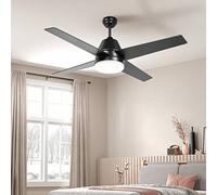 Shein HOMCOM Ventilador de Techo con Luz 46W Ø129 cm Motor DC Ventilador de Techo Silencioso con 4 Aspas Reversibles Mando a Distancia 6 Velocidades y Tempo