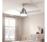 Shein HOMCOM Ventilador de Techo con Luz 46W Ø129 cm Motor DC Ventilador de Techo Silencioso con 4 Aspas Reversibles Mando a Distancia 6 Velocidades y Tempo