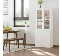 Shein HOMCOM Vitrina Armario de Libros con 4 Puertas y Estantes Ajustables Estilo Moderno Armario de Cocina para Salón Cocina Oficina Dormitorio 76x40x178,5