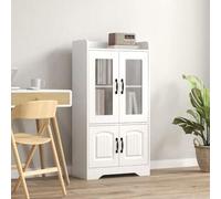 Shein HOMCOM Vitrina de Salón Estantería Librería con Puertas de Vidrio Estante Ajustable y Bisagras de Cierre Suave para Estudio Oficina Dormitorio 60x30x1