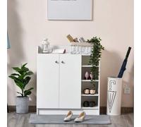 Shein HOMCOM Zapatero Armario Madera Mueble Zapatero Gabinete 2 Puertas 4 Estantes Baldas Interiores Ajustables 83x30x90cm Negro
