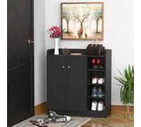 Shein HOMCOM Zapatero Armario Madera Mueble Zapatero Gabinete 2 Puertas 4 Estantes Baldas Interiores Ajustables 83x30x90cm Negro