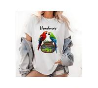 Shein "Honduras" Parrots & Cultural Landscape Tee, Central american Heritage T - Shirt