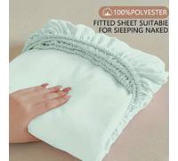 Shein HONEYMOON 1 pieza Sábana de unicolor suave de tela 100% poliéster, tacto ligero como una nube, funda de colchón, adecuada para colchones de 9-12 pulga
