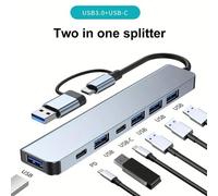 Shein Hub USB 3.0 con lector de tarjetas, adaptador Ethernet RJ45 y entrega de energía de 87 W compatible con accesorios para Macbook. Conexión multifuncion