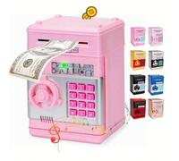 Shein Hucha electrónica de cerdo de Navidad para niños, caja de ahorro de dinero en efectivo con forma de máquina de ATM, juguete de caja fuerte, regalo de
