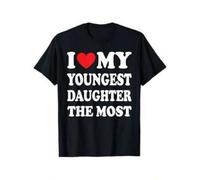 Shein I Love My Youngest Daughter The Most Father's Day Heart T-Shirt-2 Cotton Print