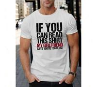 Shein IF YOU CAN READ THIS SHIRT Letter Graphic Print Men's Creative Top, Casual Short Sleeve Crew Neck T-shirt, Men's Clothing For Summer Outdoor