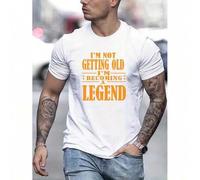 Shein "I'm Not Getting Old I'm Becoming A Legend" Graphic Print Men's Creative Top, Casual Slightly Stretch Short Sleeve Crew Neck T-shirt, Men's Tee For Su