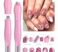 Shein Imán de arte de uñas en forma de corazón 3D, barra magnética de efecto ojo de gato 3 en 1, adecuado para manicura francesa de doble línea, luna y serp