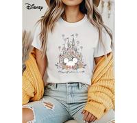 Shein Impresión con licencia de "Castillo floral y elementos de Mickey". Un soñador castillo decorado con flores, lleno del ambiente alegre del parque, impr